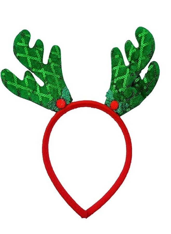 Partunay 2 Pcs REd Green Reindeer Antlers Christmas THairband Christmas Headbands Christmas Costume for Kids Adults Christmas Xmas Props Party Favor Christmas Xmas New Year Celebration Item - Image 3